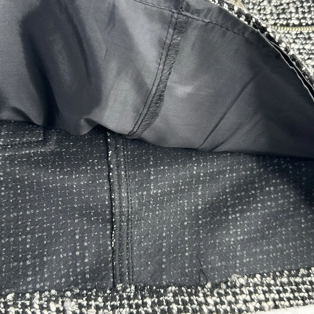 ALLEN B. by ALLEN SCHWARTZ Textured Tweed Mini Skirt Black White Zipper‎ Pockets - Picture 5 of 6